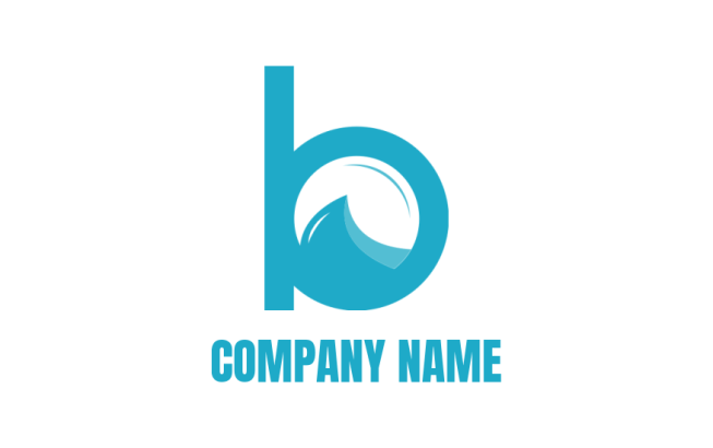 Letter B logo template with water wave inside