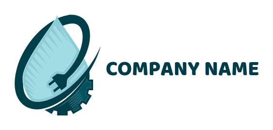 waterdrop and gear surrounded by a plug cord