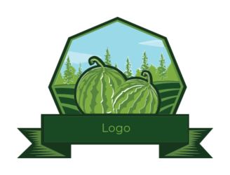 create a food logo watermelon farm illustration