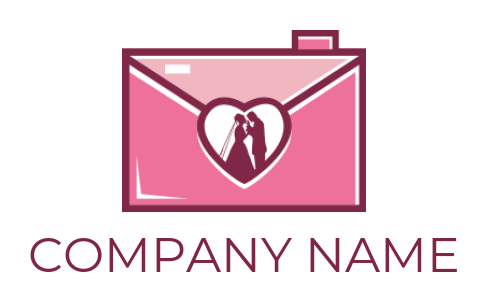 make a photography logo wedding couple in heart lens camera - logodesign.net