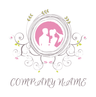 dating logo wedding couple in circle ornamental