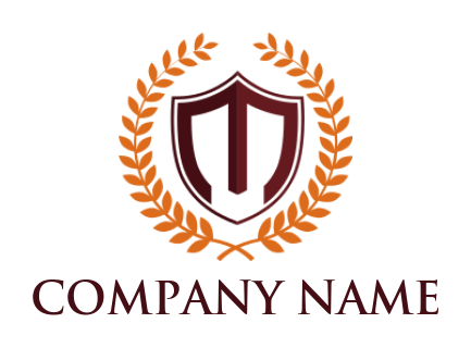 alphabets logo wheat leaves around Letter M