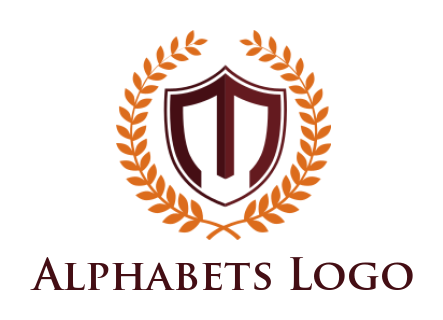 alphabets logo wheat leaves around Letter M