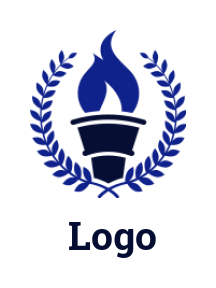 education logo template laurels with fire torch - logodesign.net
