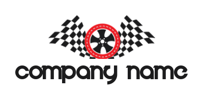 transportation logo maker wheel on checkered flag - logodesign.net