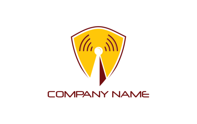 communication logo maker wifi signal in shield - logodesign.net