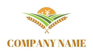 agriculture logo windmill on fields wheat crop