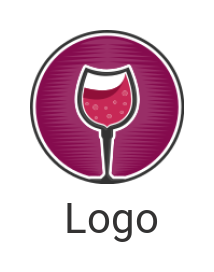 make a restaurant logo wine glass in circle