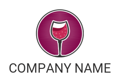 Design a unique logo of wine glass in circle 