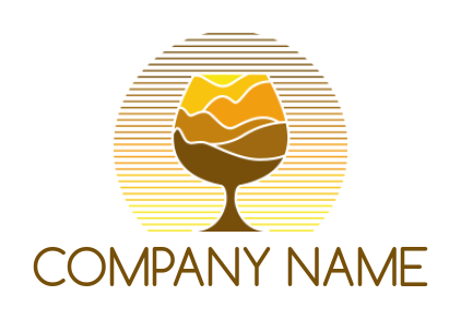 art logo online wine glass in front of sun