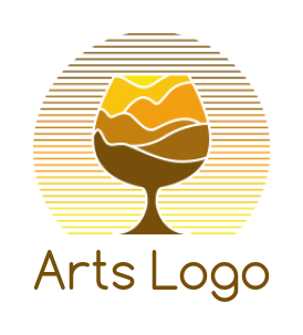 art logo online wine glass in front of sun