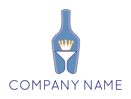 wine shop logo glass in a bottle