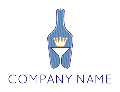 wine glass symbol inside the bottle logo sample