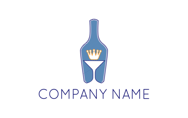 wine glass symbol inside the bottle logo sample