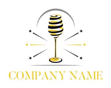 liquor store logo wine glass with spring bee