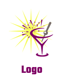 Create a restaurant logo of wine glass with sunrise 