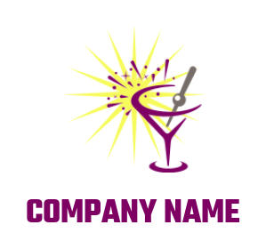 Create a restaurant logo of wine glass with sunrise 