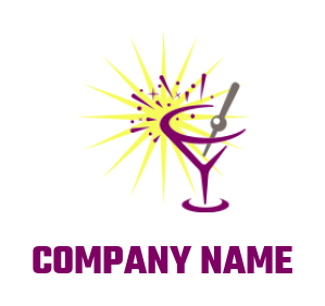 Create a restaurant logo of wine glass with sunrise 