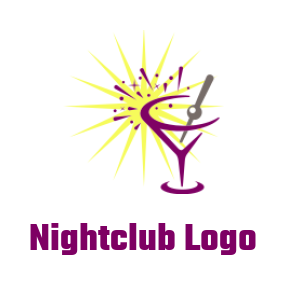 Create a restaurant logo of wine glass with sunrise