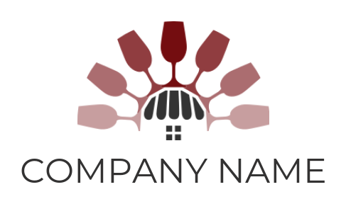 wine glasses revolving over an overhang logo idea