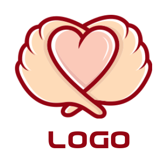 make a dating logo wings encasing a heart shape