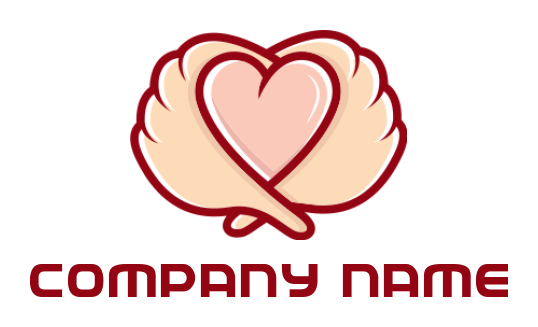 make a dating logo wings encasing a heart shape