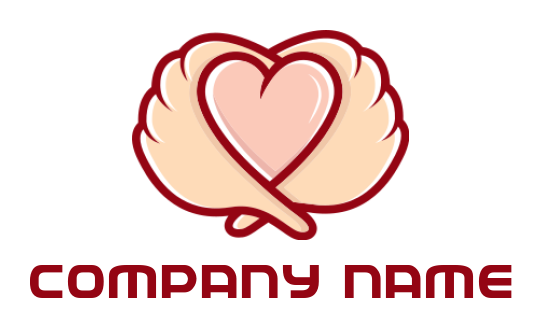 make a dating logo wings encasing a heart shape