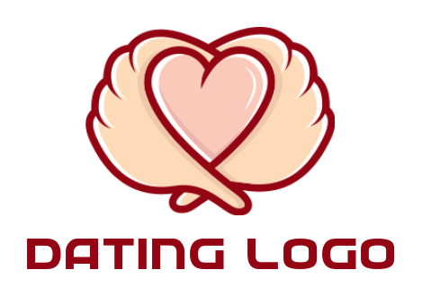 make a dating logo wings encasing a heart shape