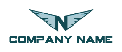 alphabets logo Letter N with wings