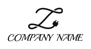 Letter Z logo made of wire with plug