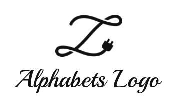 Letter Z logo made of wire with plug