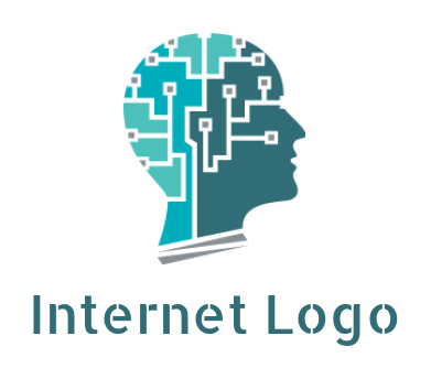 internet logo wires connection inside human head