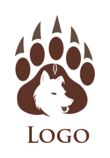 generate a pet logo wolf inside the paw print