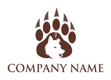 generate a pet logo wolf inside the paw print