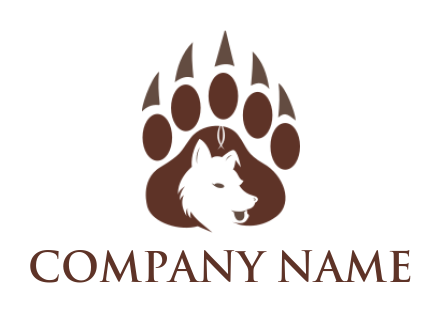 pet logo template wolf inside paw print - logodesign.net