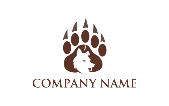 generate a pet logo wolf inside the paw print