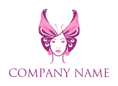 beauty logo online woman face merge with butterfly