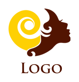 beauty logo woman face with spiral hairdo
