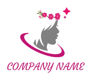 woman face silhouette with flower crown and swoosh logo