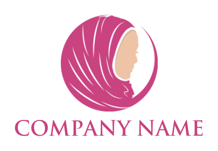 fashion logo woman in hijab in crescent