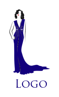 fashion logo icon woman in long evening dress