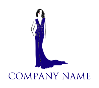 fashion logo icon woman in long evening dress - logodesign.net