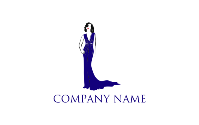 fashion logo icon woman in long evening dress - logodesign.net