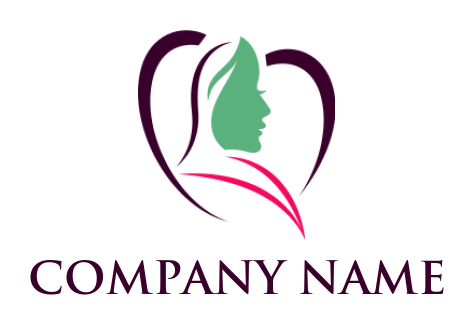 beauty logo woman side face inside line heart