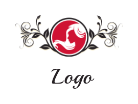 generate a beauty logo woman side profile in circle with ornaments 