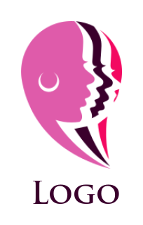 woman side profile layers forming speech bubble icon