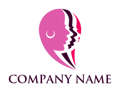 beauty logo icon woman side profile layers