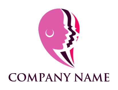 woman side profile layers forming speech bubble logo icon