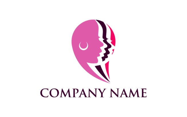 woman side profile layers forming speech bubble logo icon