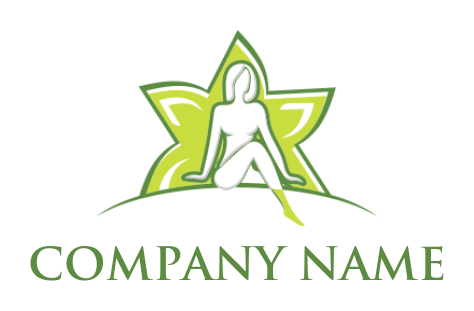 spa logo template woman sitting in star flower - logodesign.net